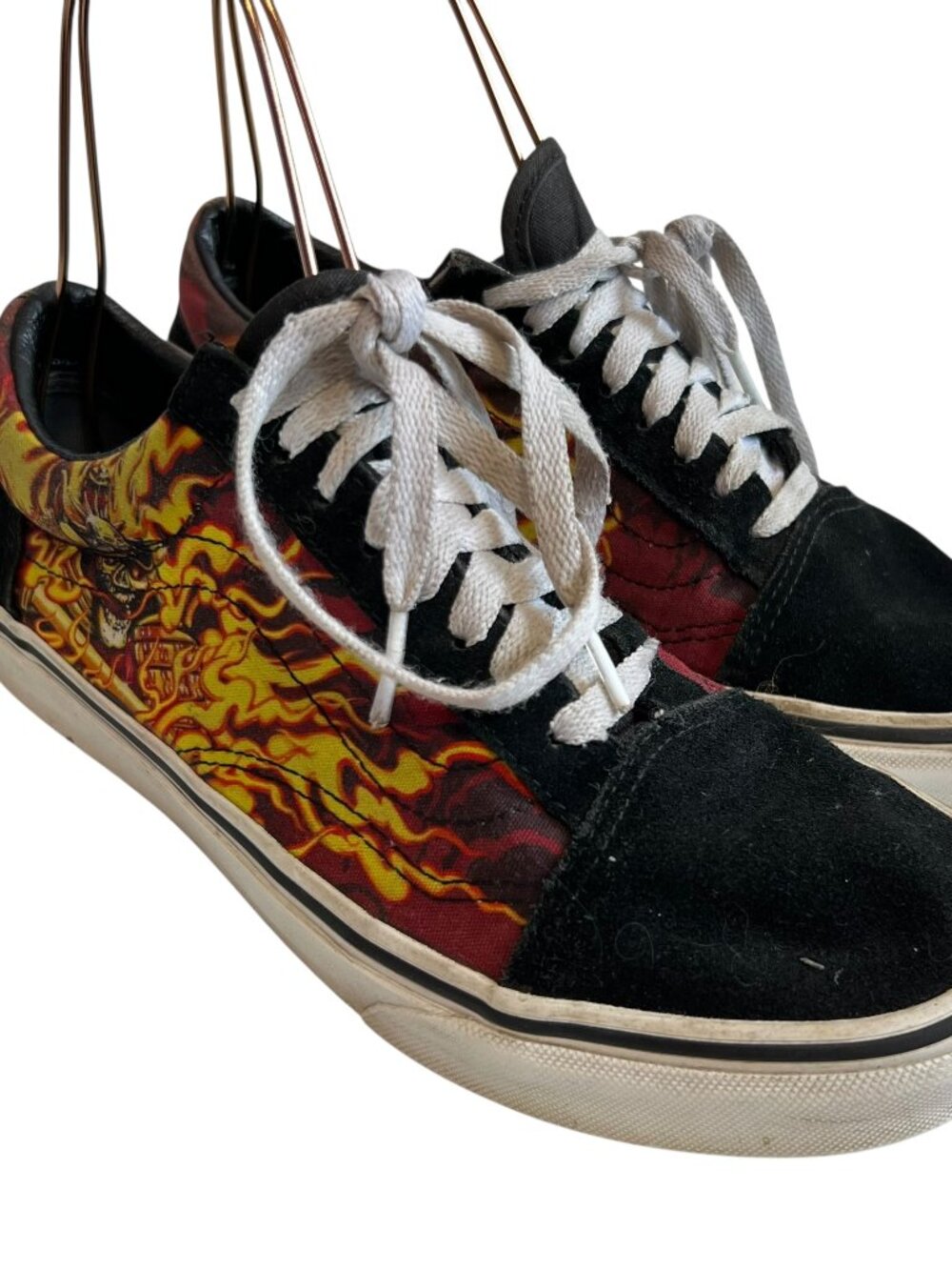Vans sneakers Old Skool Samurai Rising black suede canvas flames fire 9 womens